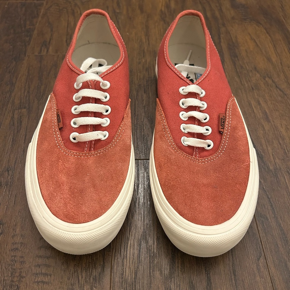 Vans Men's Bold Orange/Coral/Red Suede and Canvas Sneakers 8